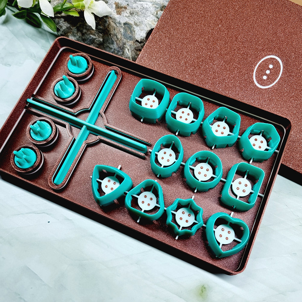 SweetyBijou Buttons Toolkit Set 3 polymer clay button maker with 11 mini shapes