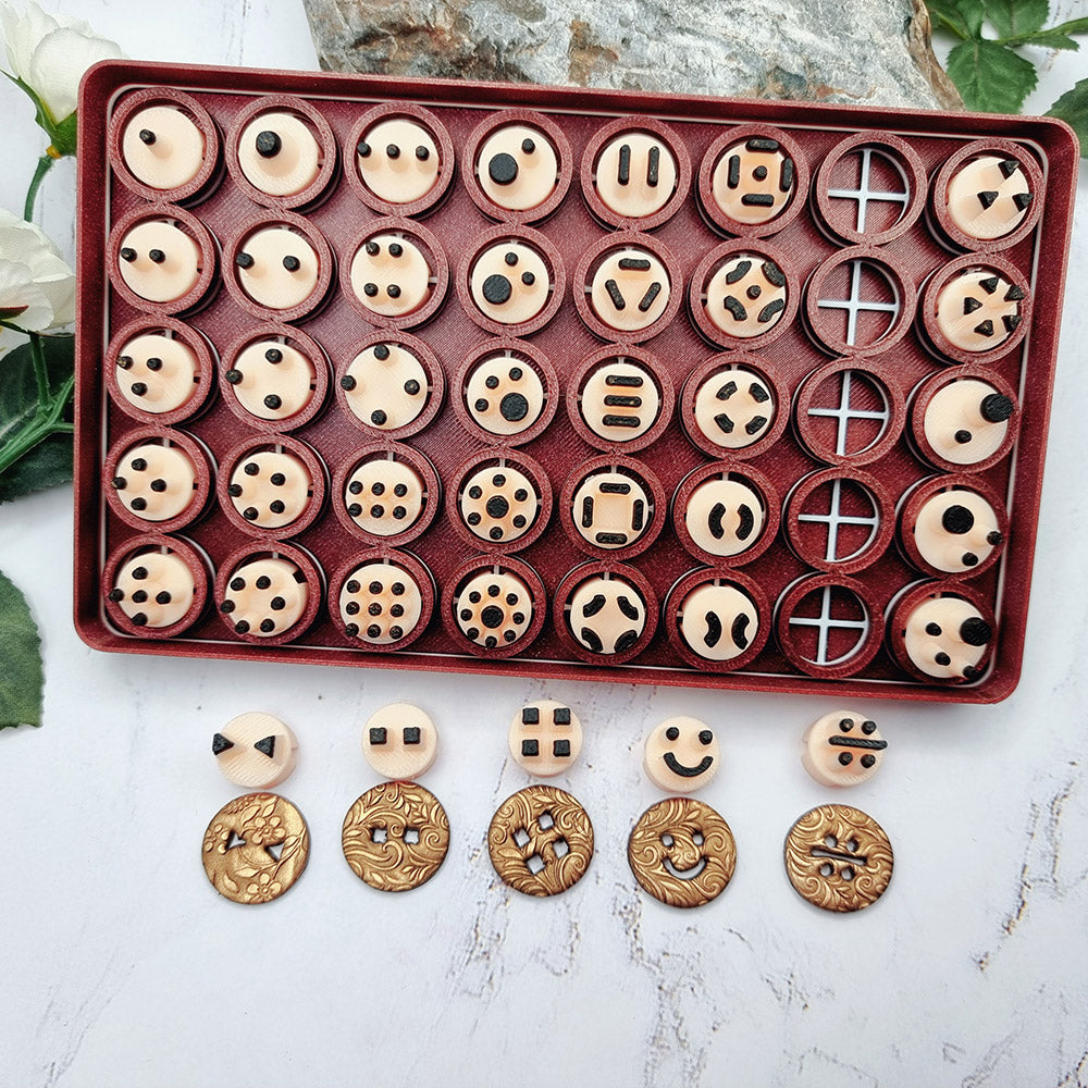 SweetyBijou Button Hole Puncher Toolkit with 40 center pins for polymer clay buttons