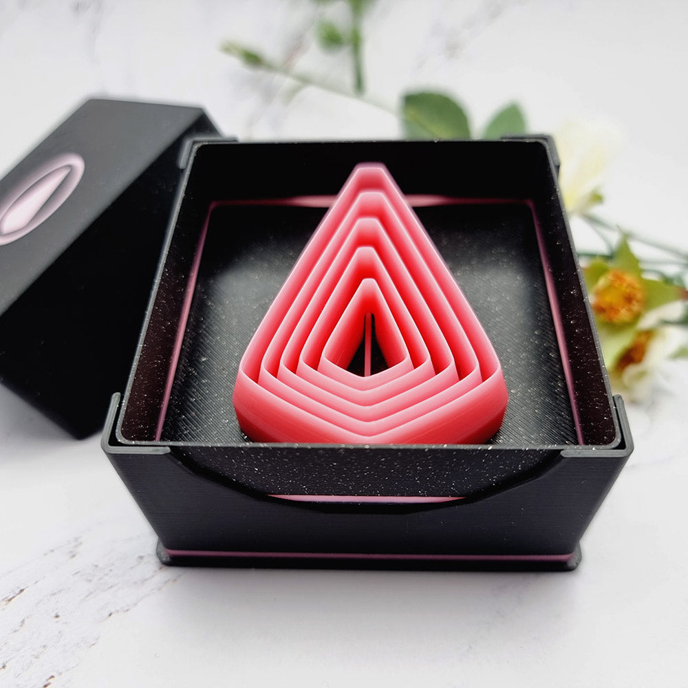 Set of five pink square drop Perfectly Aligned Imprint Cutters for polymer clay earrings
