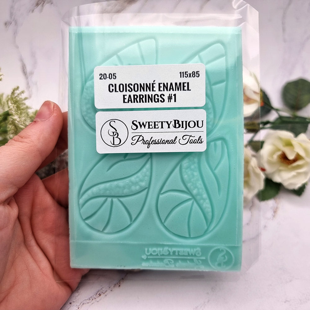 Silicone Texture - Cloisonne Enamel Earrings #1