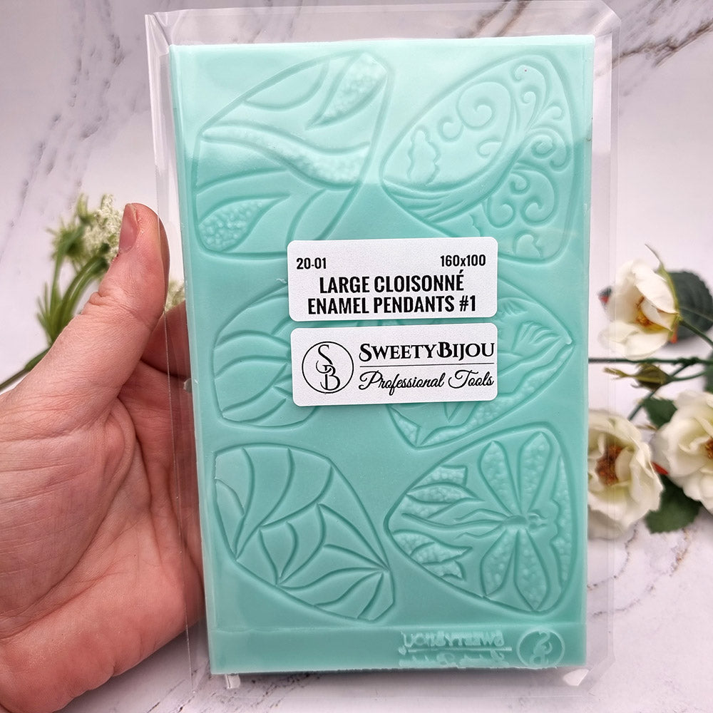 Silicone Texture - Large Cloisonne Enamel Pendants #1