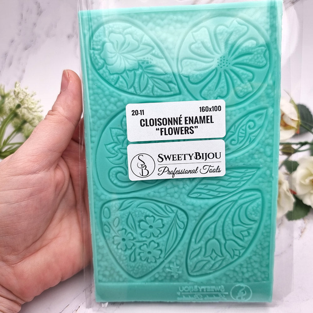 Silicone Texture - Large Cloisonne Enamel - Flowers