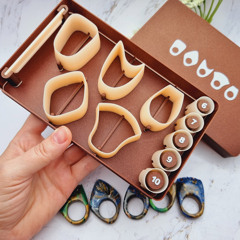 SweetyBijou Ring Maker Toolkit Set 1 polymer clay ring maker with 5 shape cutters and 5 size cutters