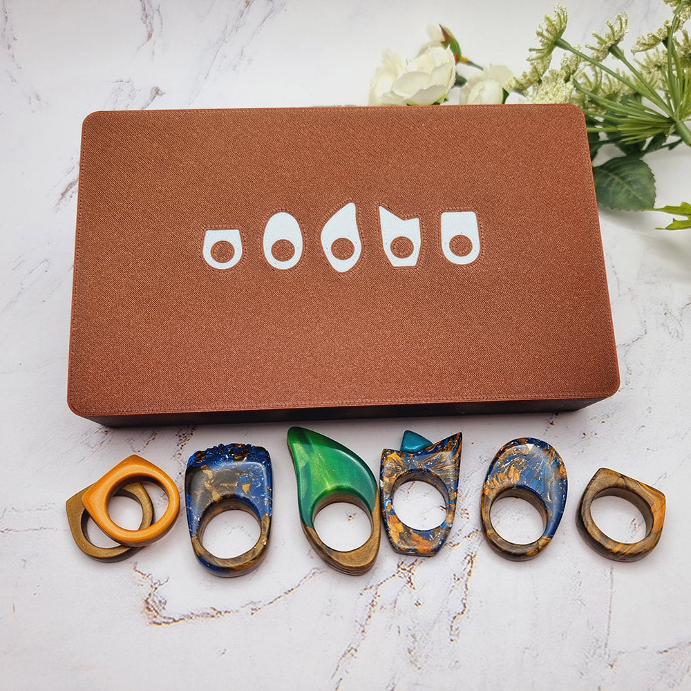 Ring Maker Toolkit Set 2 – 5 Unique Shapes + 5 Ring Size Cutters (US 6–10)