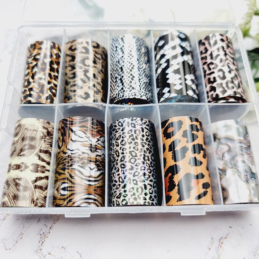 SweetyBijou Big Cats and Reptiles transfer foils for polymer clay