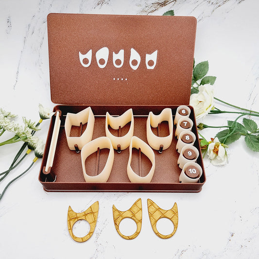 Ring Maker Toolkit Set 4 – 5 MIRRORED Shapes + 5 Ring Size Cutters (US 6–10)