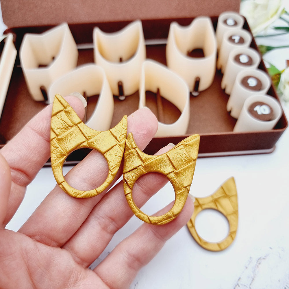 SweetyBijou Ring Maker Toolkit Set 4 polymer clay ring maker with 5 mirrored shape cutters and 5 size cutters