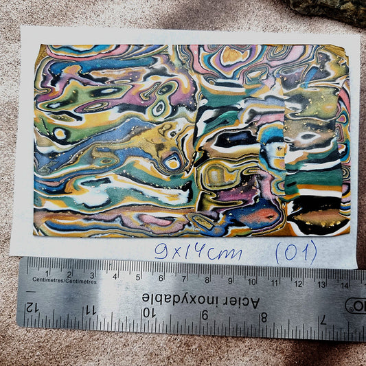 Raw Polymer Clay Veneer (01) "Aquarelle Painting" Mokume Gane