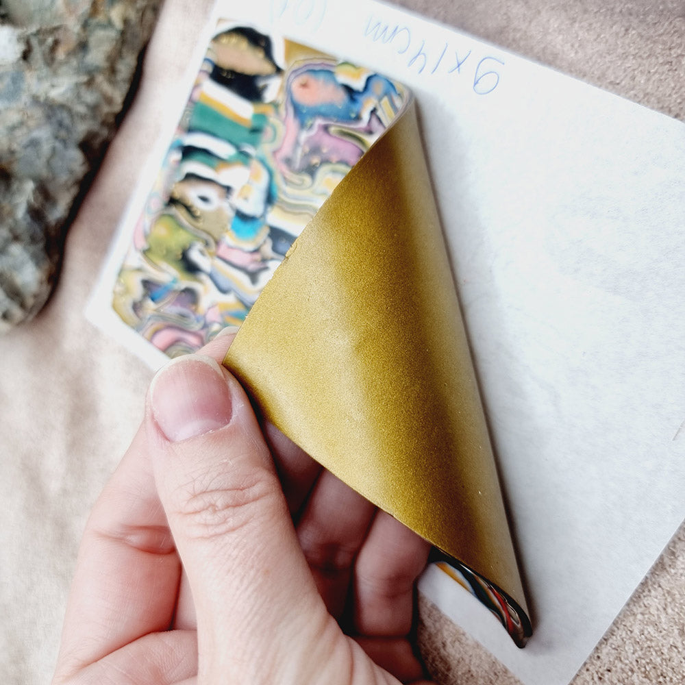 Raw Polymer Clay Veneer (01) "Aquarelle Painting" Mokume Gane