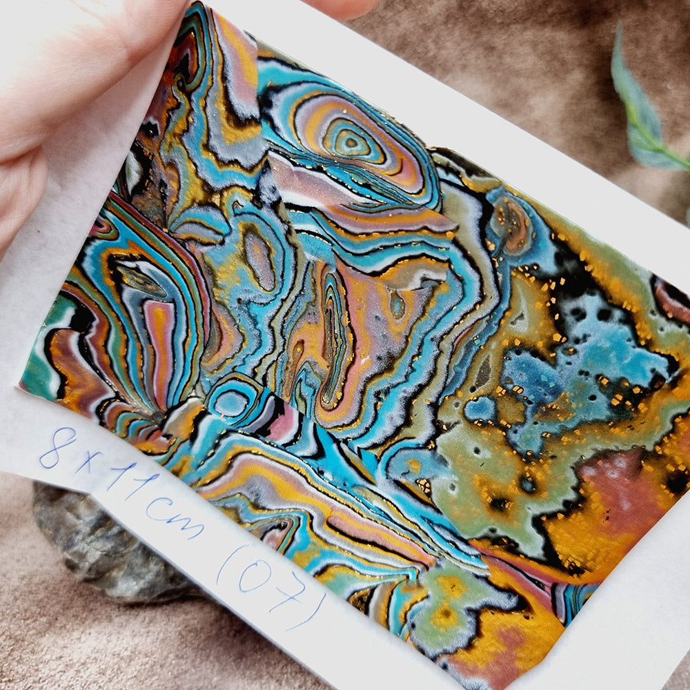 Raw Polymer Clay Veneer (07) "Oil Painting" Mokume Gane