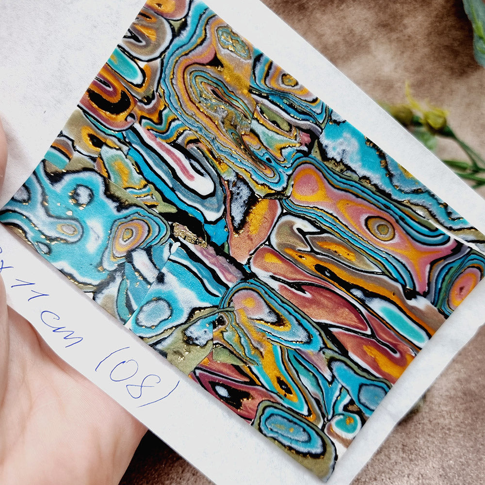 Raw Polymer Clay Veneer (08) "Oil Painting" Mokume Gane