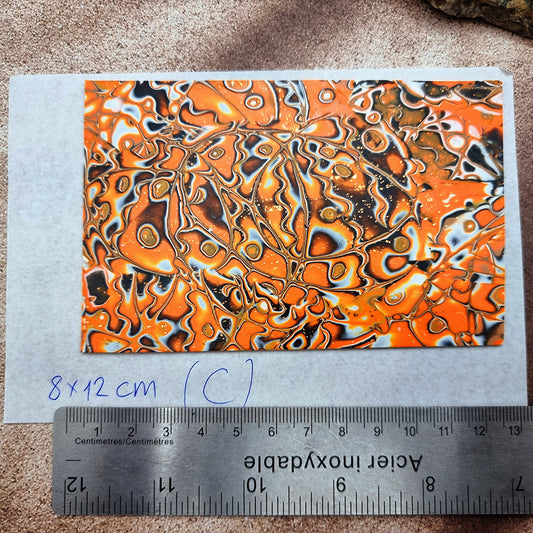 Raw Polymer Clay Veneer (C) "Pumpkins" Mokume Gane