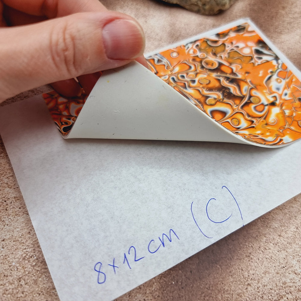 Raw Polymer Clay Veneer (C) "Pumpkins" Mokume Gane