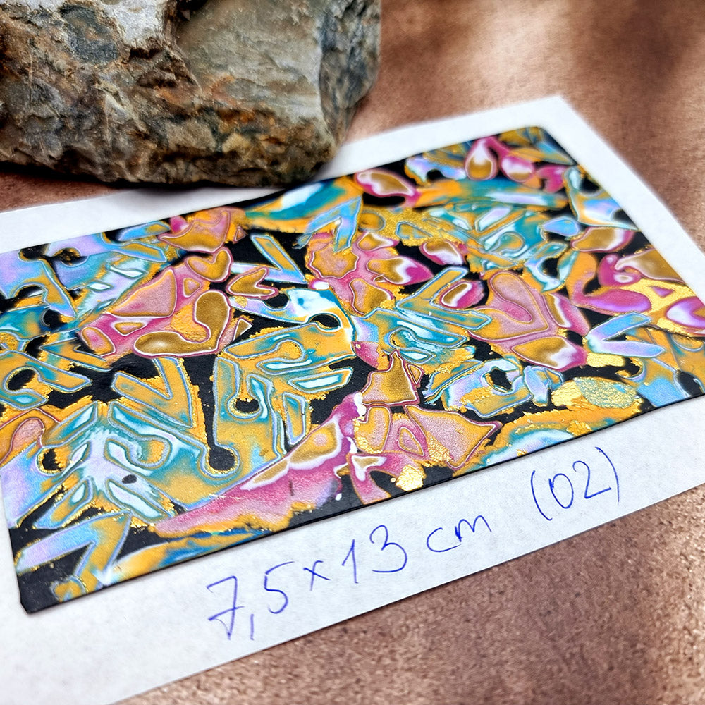 Raw Polymer Clay Veneer (02) "Colorful Painting" Mokume Gane