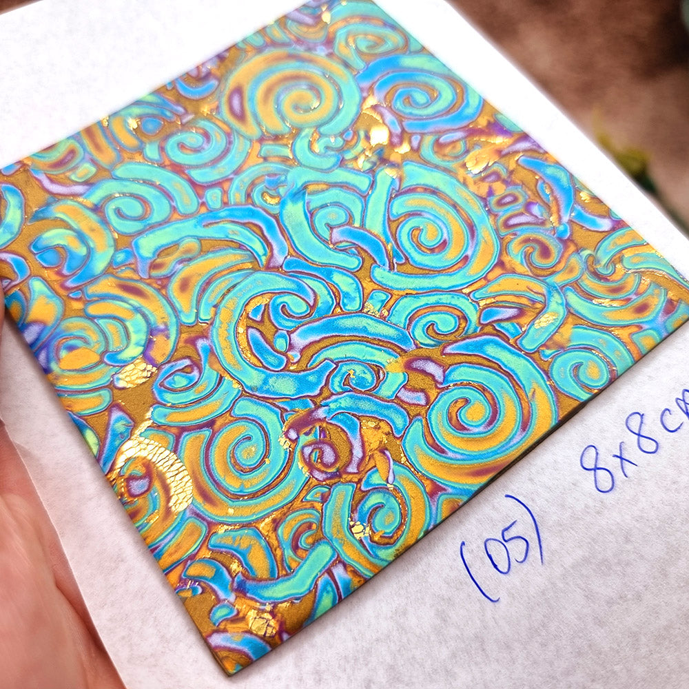Raw Polymer Clay Veneer (05) "Colorful Patterns" Mokume Gane