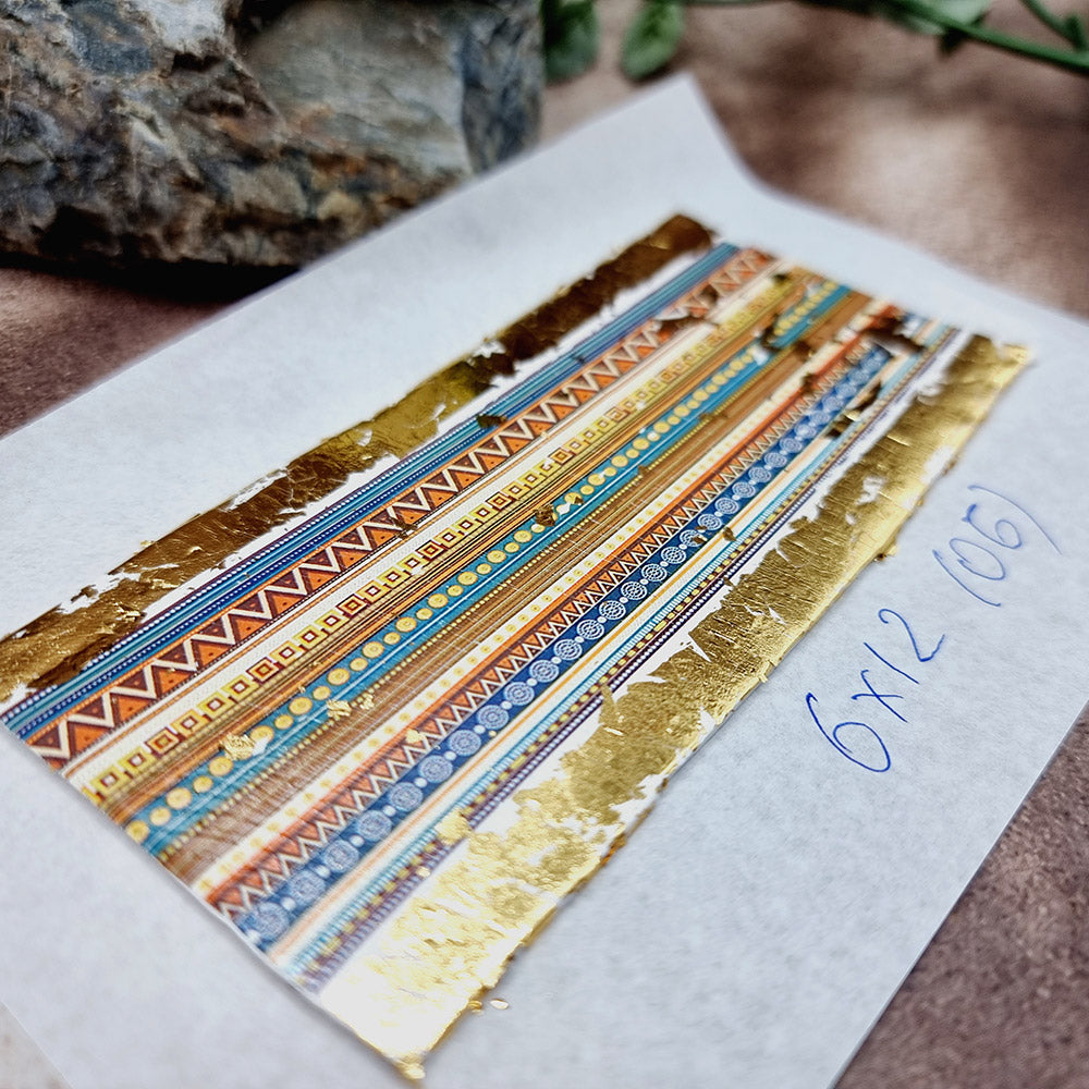 Raw Polymer Clay Veneer with Transfer Foils (06) "Pattern on White Clay"