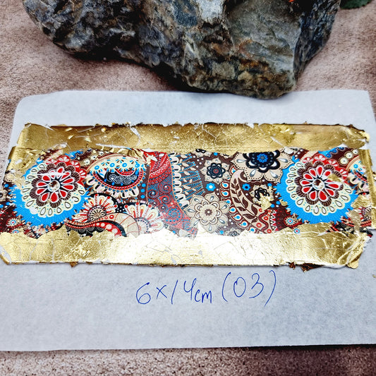 Raw Polymer Clay Veneer with Transfer Foils (03) "Flowers.Brown"