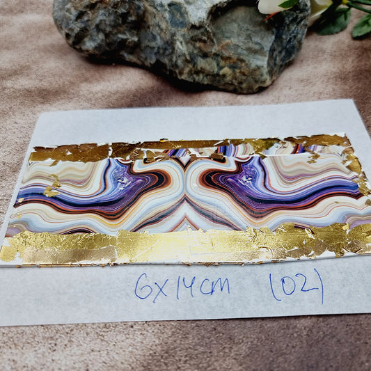 Raw Polymer Clay Veneer with Transfer Foils (02) "Purple Stone" .