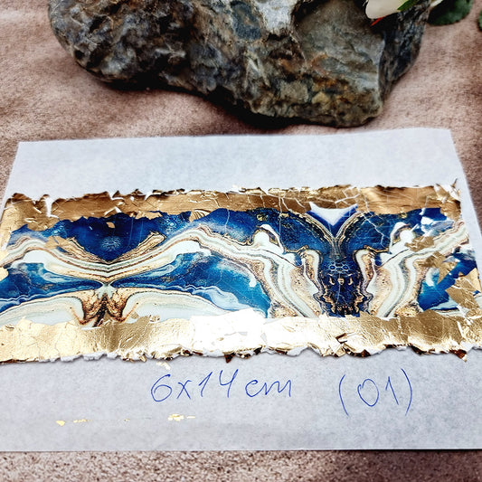 Raw Polymer Clay Veneer with Transfer Foils (01) "Deep Blue Stone"