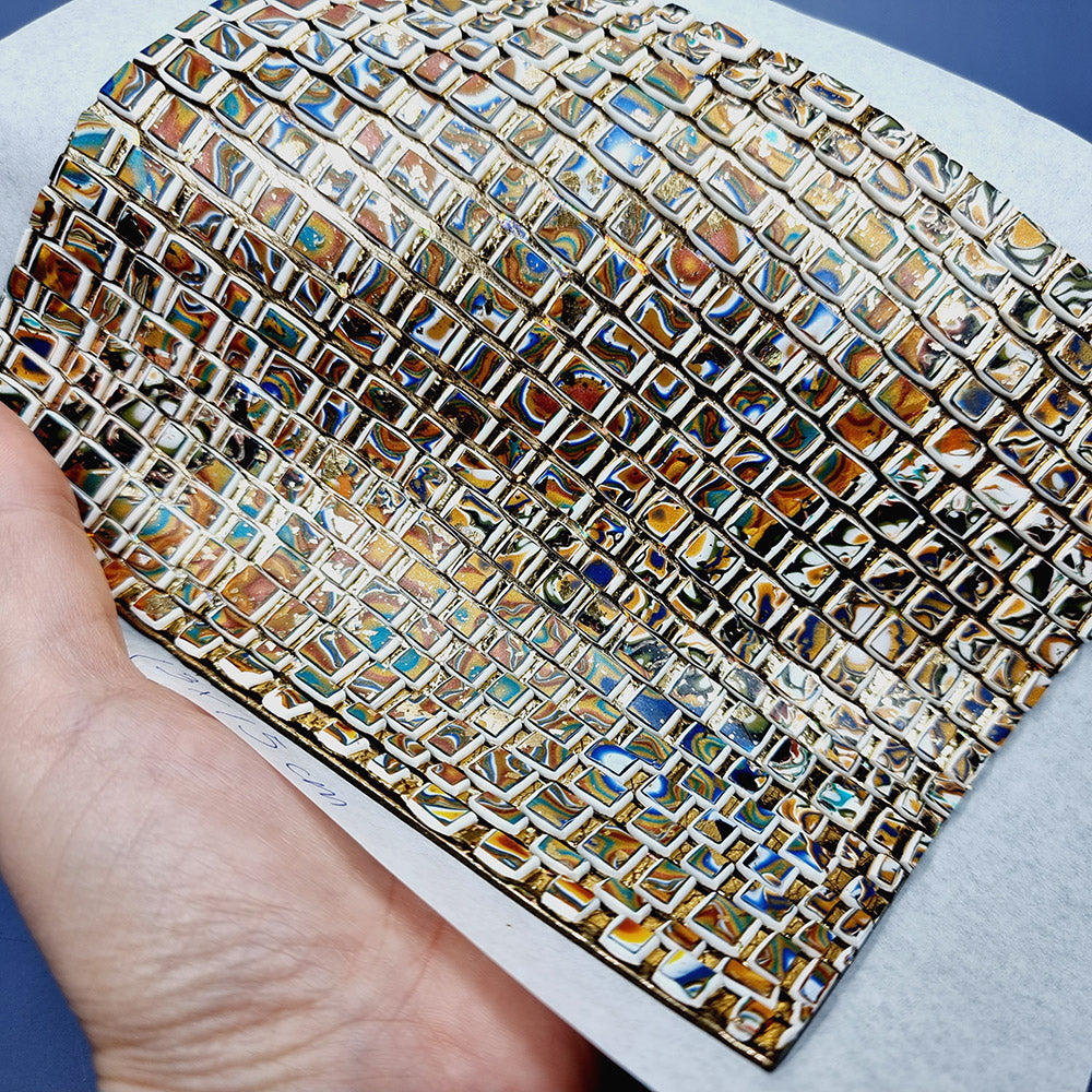 "Golden Mosaic " Raw Polymer Clay Veneer