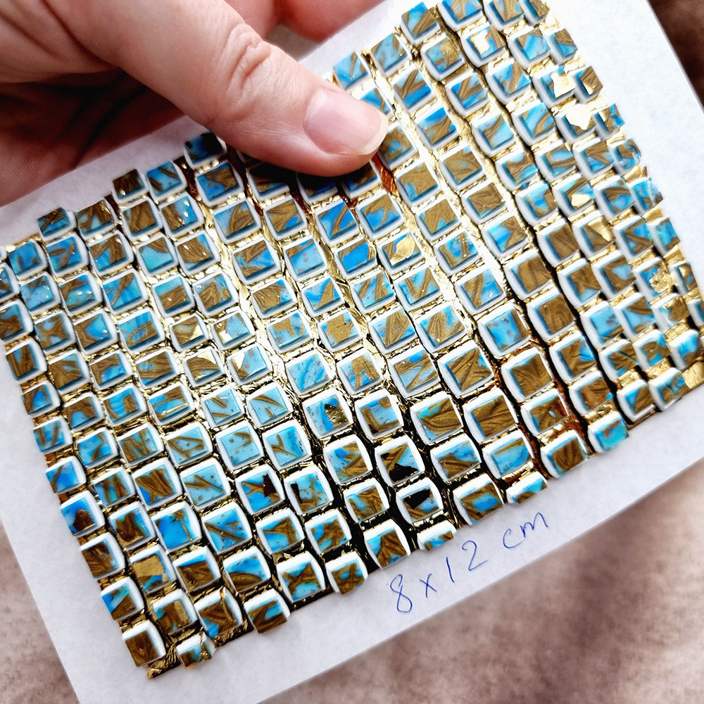 "Ice Cubes Mosaic " Raw Polymer Clay Veneer