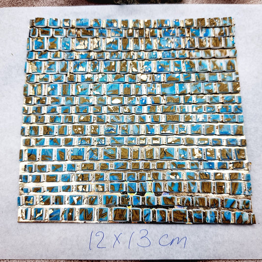 "Ice Cubes with Bronze Mosaic" Raw Polymer Clay Veneer