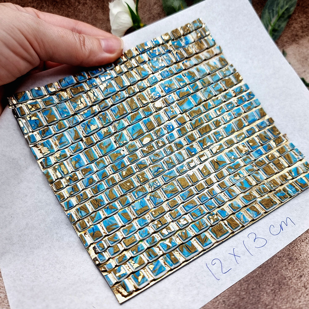 "Ice Cubes with Bronze Mosaic" Raw Polymer Clay Veneer