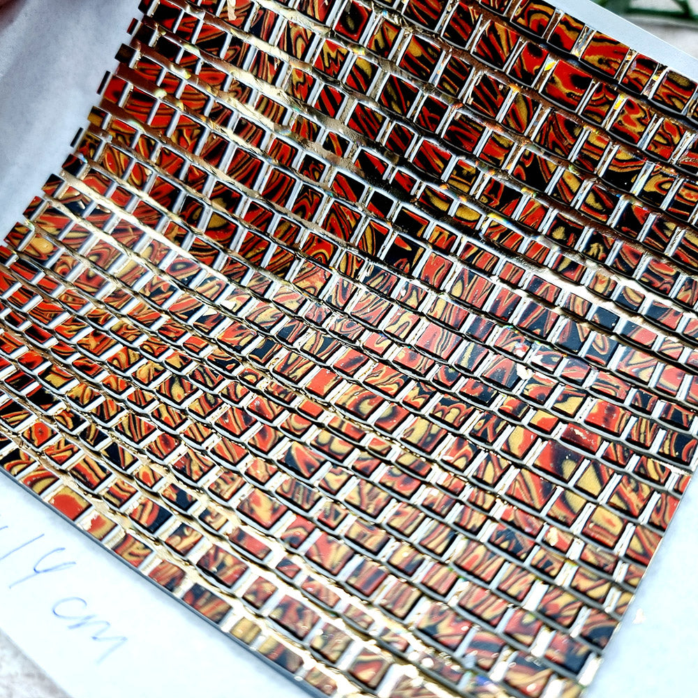 "Fire Red Mosaic" Raw Polymer Clay Veneer