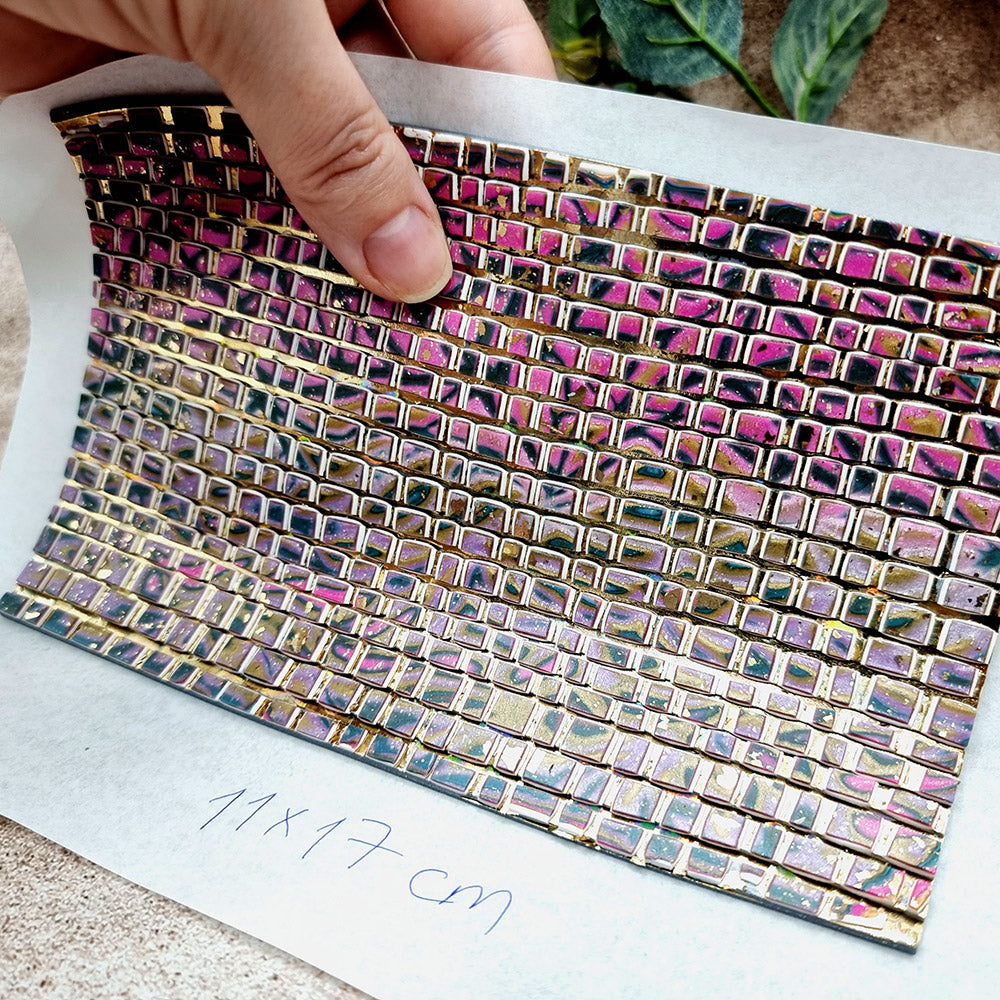 "Pink Magic Mosaic" Raw Polymer Clay Veneer