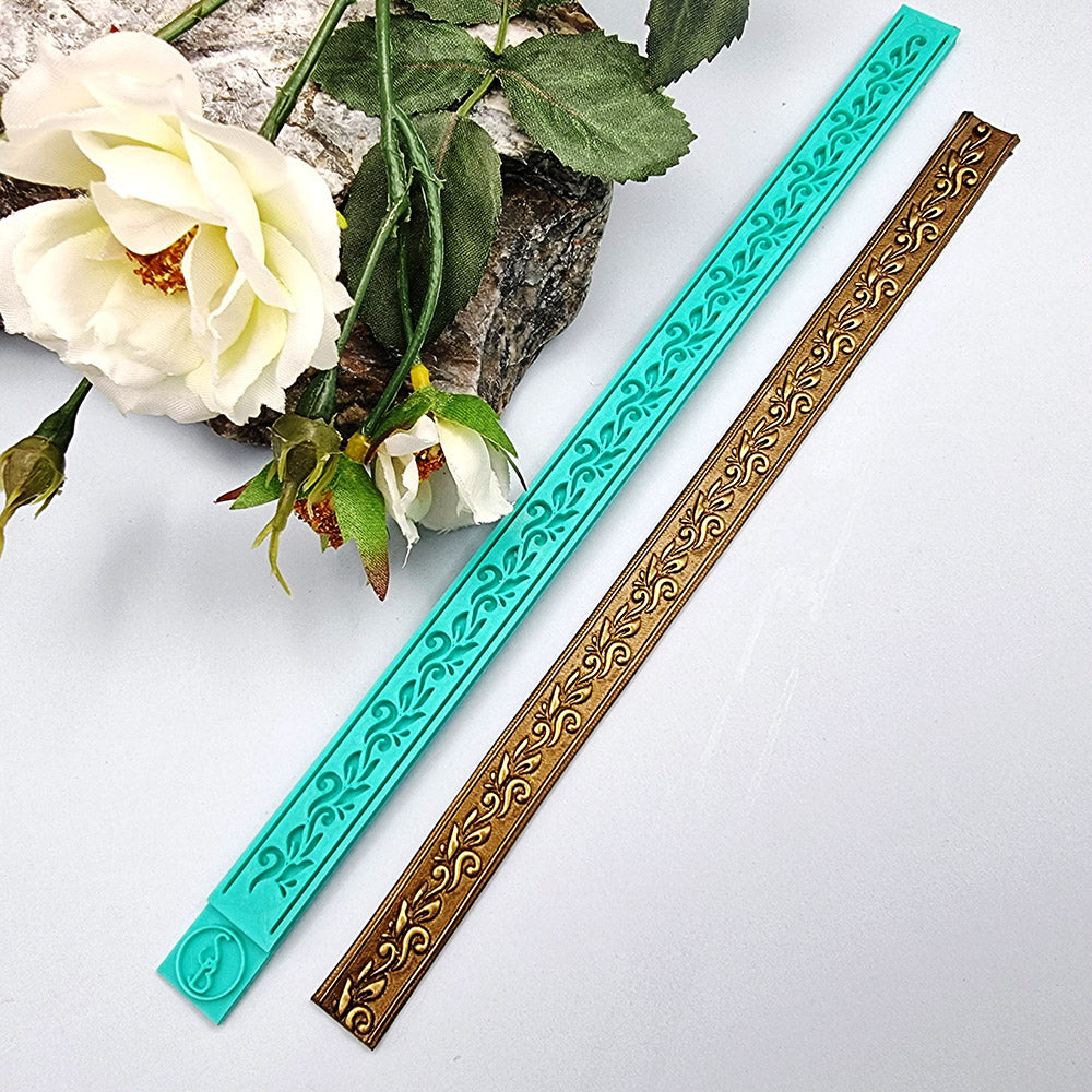 Floral Pattern border silicone texture strip for polymer clay