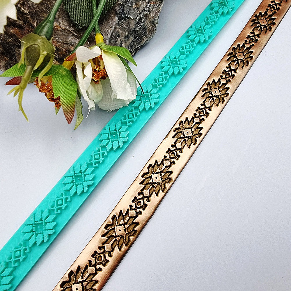Ukrainian Pattern border silicone texture strip for polymer clay
