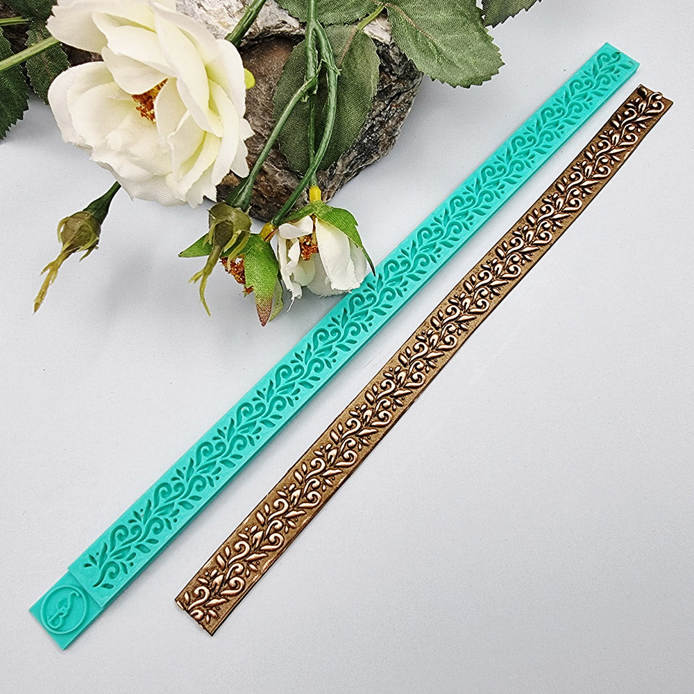Floral Pattern border silicone texture strip for polymer clay