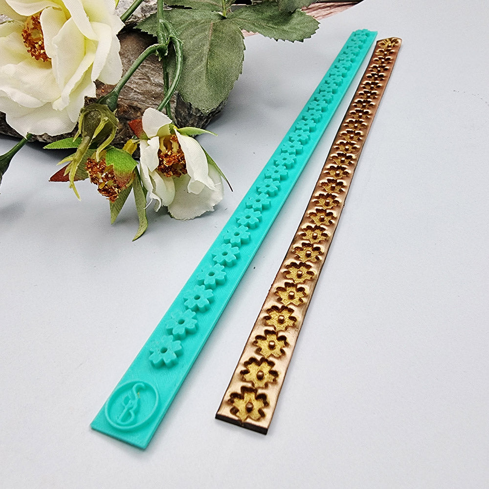 Floral Pattern border silicone texture strip for polymer clay