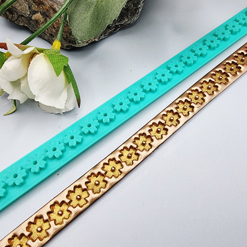 Floral Pattern border silicone texture strip for polymer clay