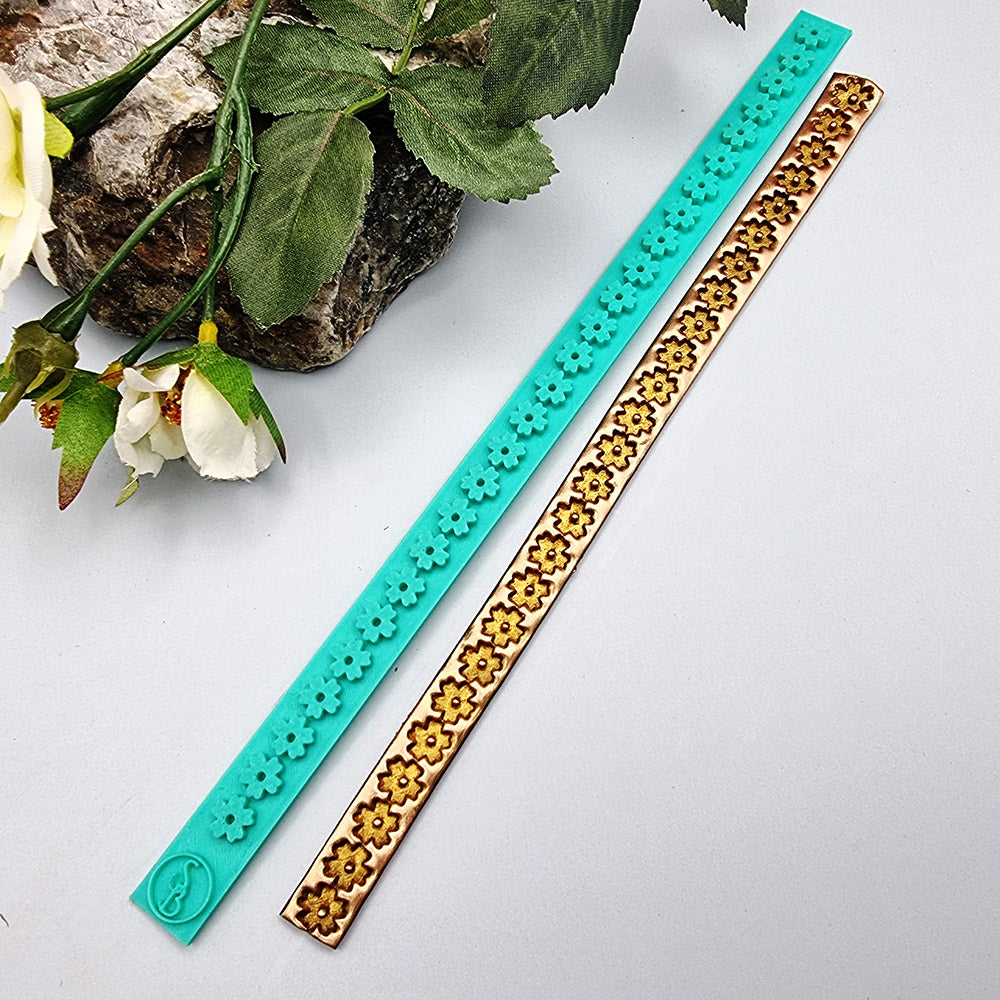 Floral Pattern border silicone texture strip for polymer clay
