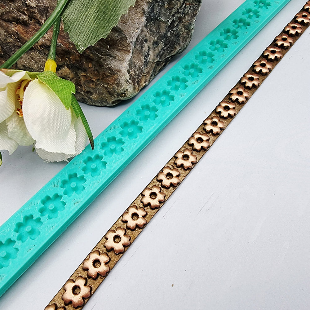 Floral Pattern border silicone texture strip for polymer clay