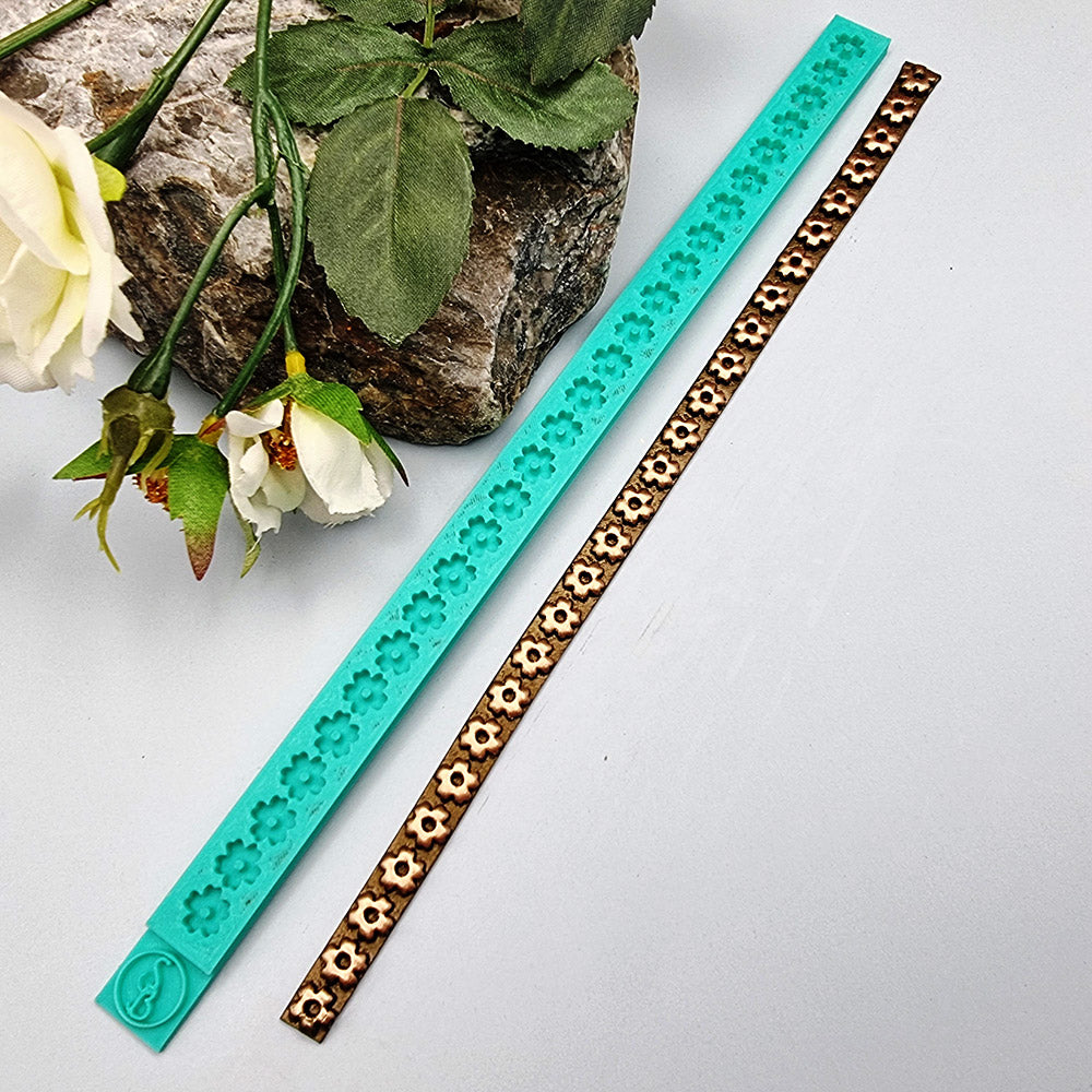 Floral Pattern border silicone texture strip for polymer clay