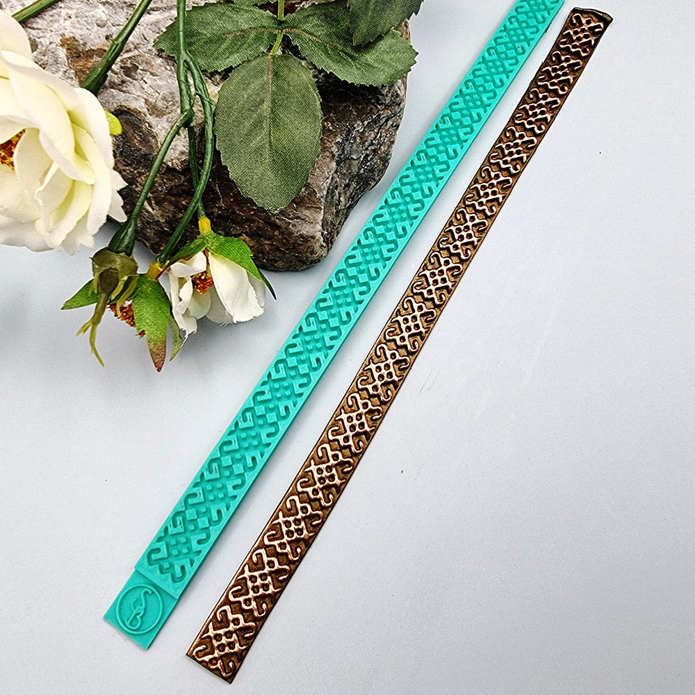 Ukrainian Pattern border silicone texture strip for polymer clay