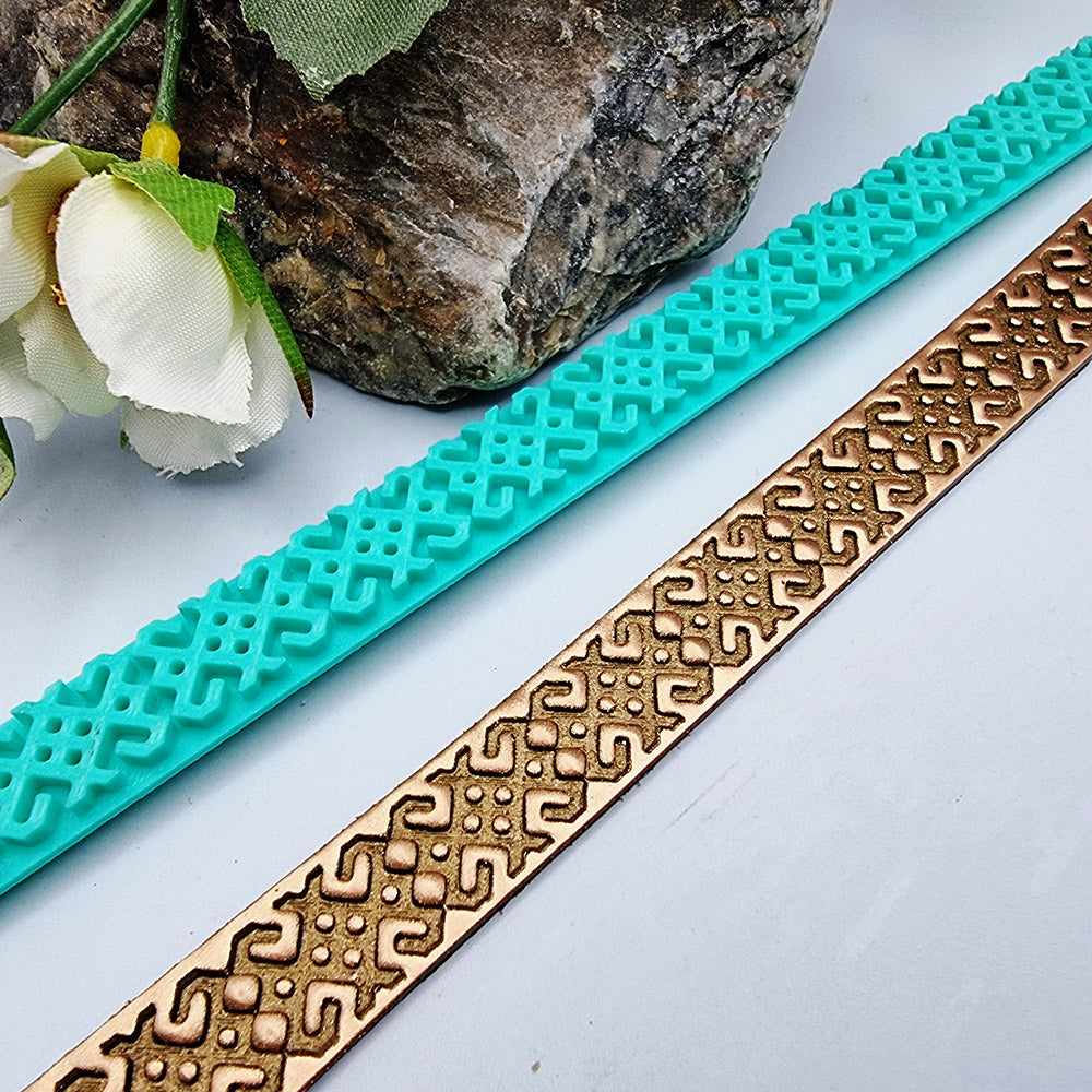 Ukrainian Pattern border silicone texture strip for polymer clay