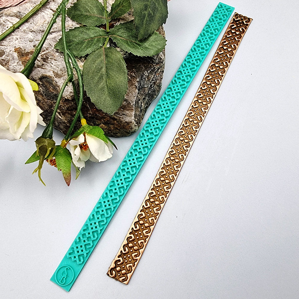 Ukrainian Pattern border silicone texture strip for polymer clay