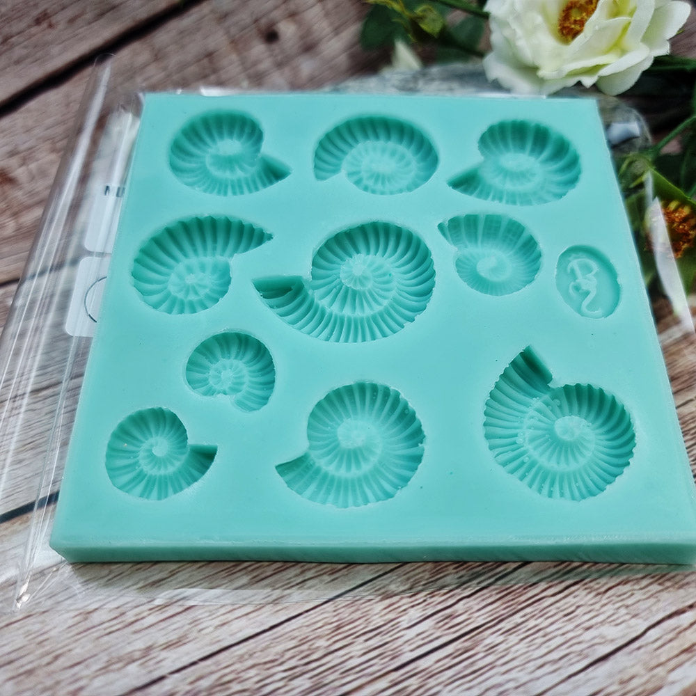 Square Ammonites silicone mold for polymer clay