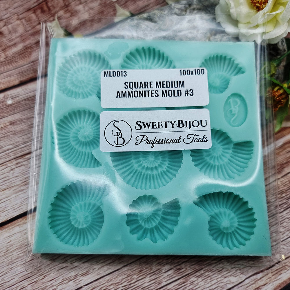 Square Ammonites silicone mold for polymer clay