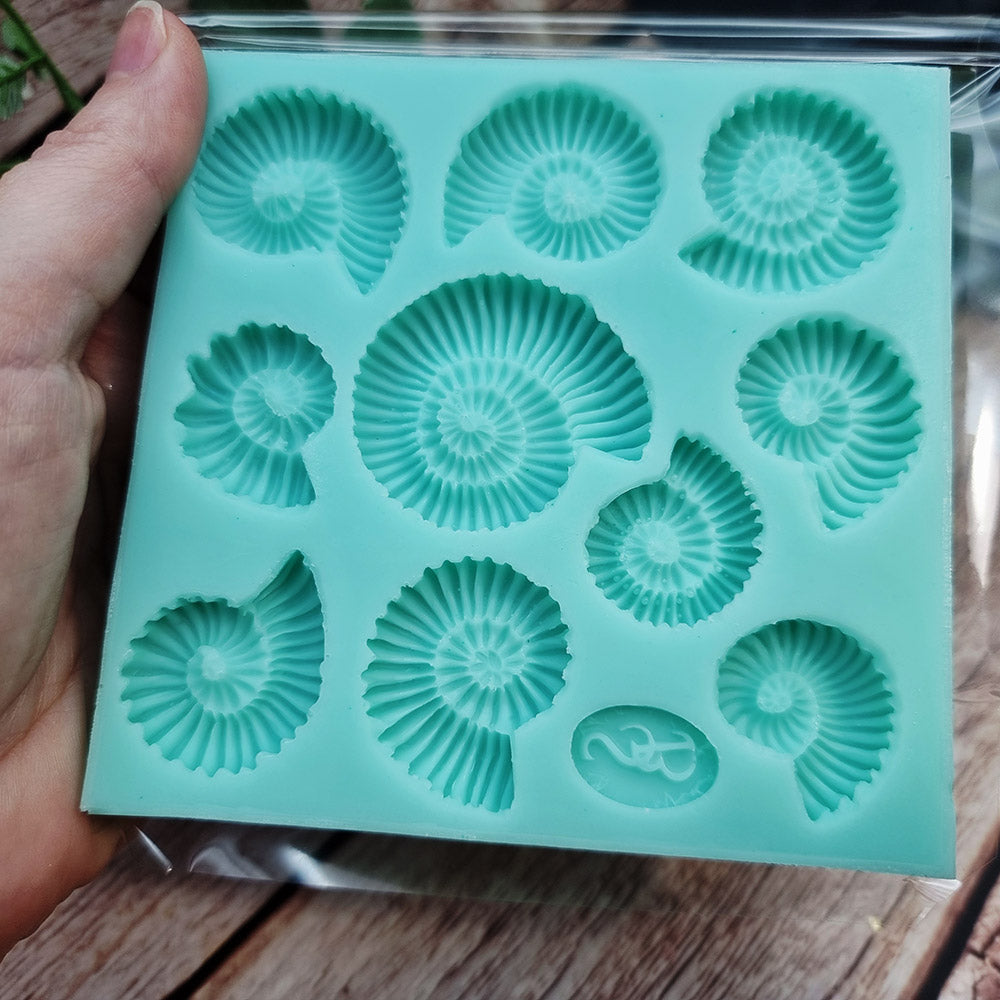 Square Ammonites silicone mold for polymer clay