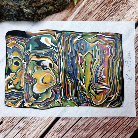 Unique Raw Polymer Clay Veneer - Oil Painting - 8x13cm