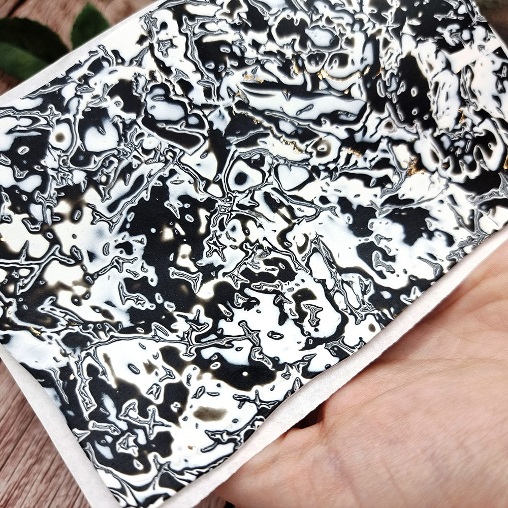 Unique Raw Polymer Clay Veneer - Black&White - 9.5x14cm