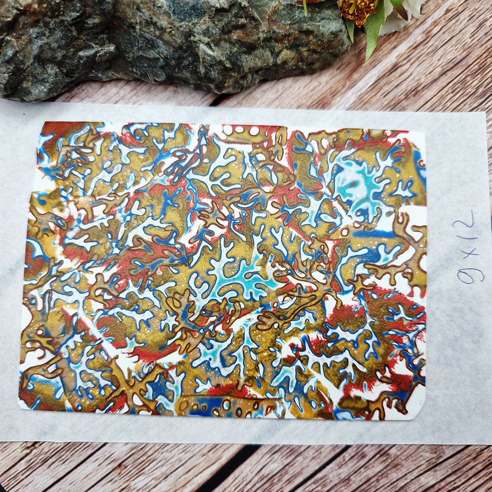 Unique Raw Polymer Clay Veneer - Colorful Coral Reef - 9x12cm