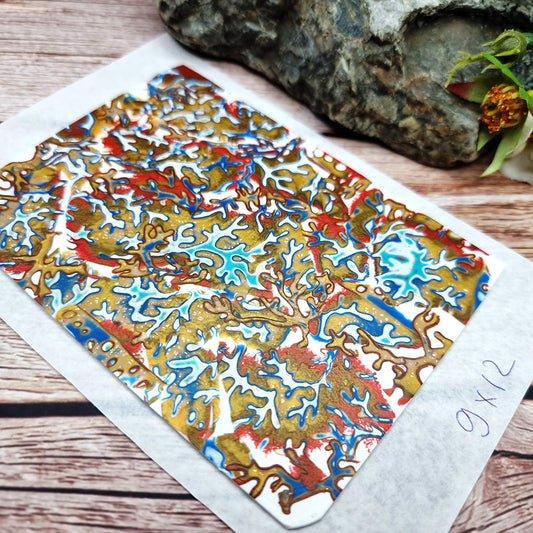Unique Raw Polymer Clay Veneer - Colorful Coral Reef - 9x12cm