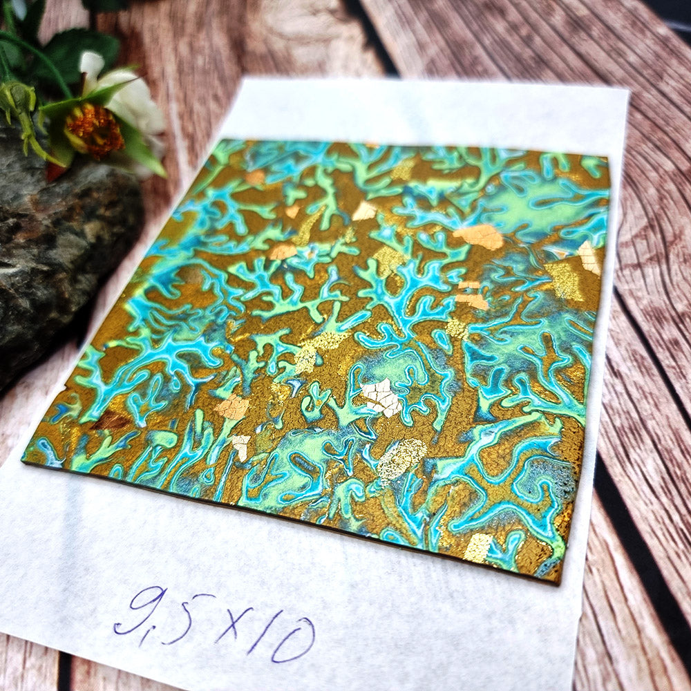 Raw polymer clay veneer sheet, Coral Reef