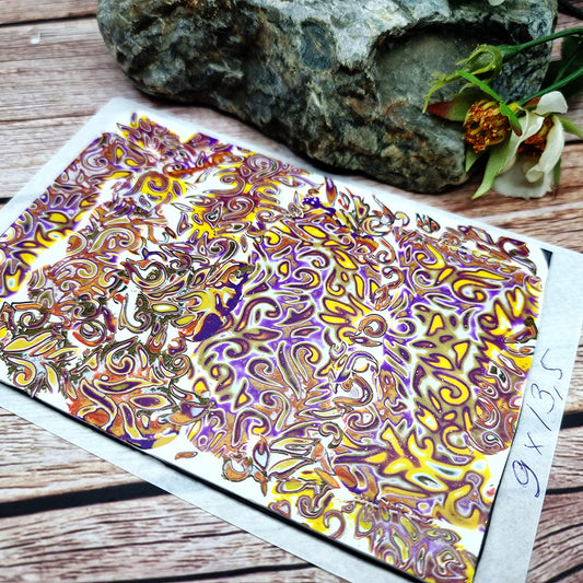 Unique Raw Polymer Clay Veneer - Pinkish Floral Pattern - 9.5x13.5cm