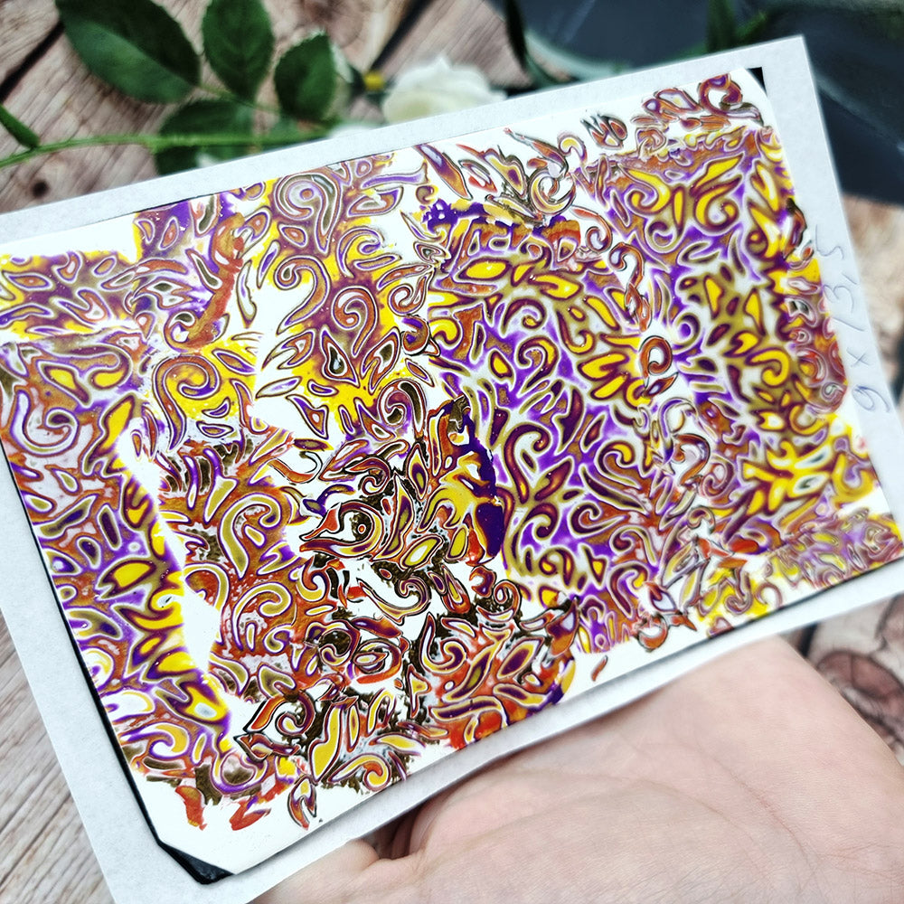 Unique Raw Polymer Clay Veneer - Pinkish Floral Pattern - 9.5x13.5cm